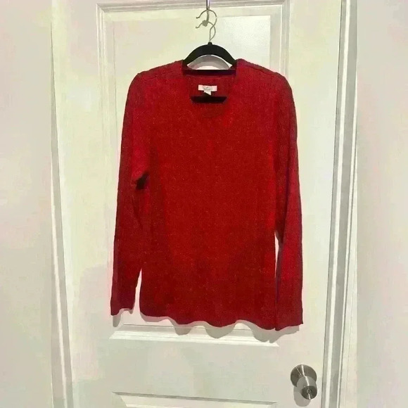 Croft & Barrow Women's Size L Red Sequined Scoop Neck Long Sleeve Knit Sweater - Picture 1 of 4